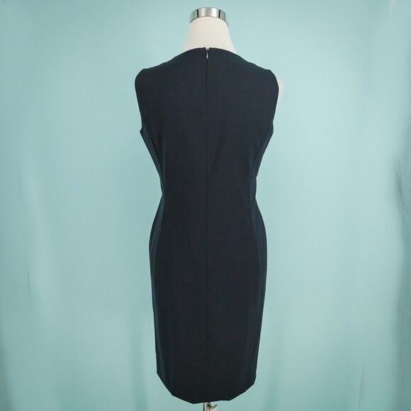 Lafayette 148 New York Size 4 Blue Stretch Wool Sleeveless Sheath Career Dress - Picture 4 of 8